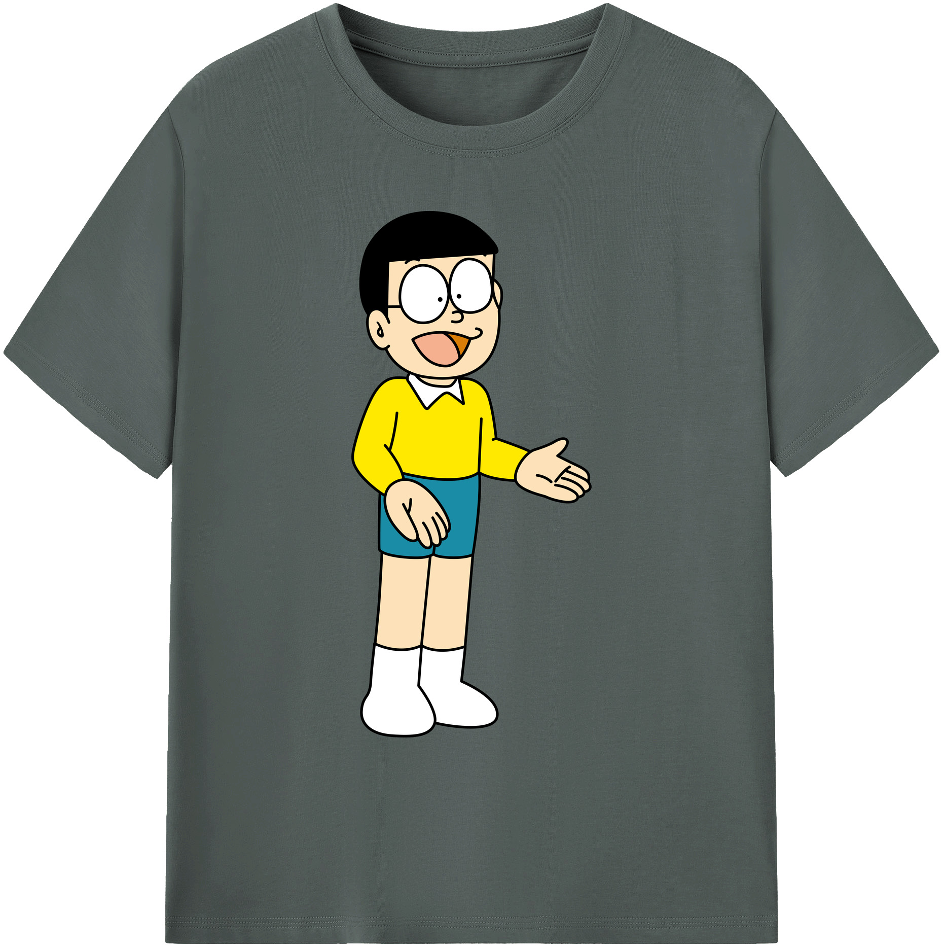 （画像用） ドラえもん 野比 のび太 Doraemon Nobita Nobi 綿100％ メンズ半袖Tシャツ｜肌触りやわらか＆通気性